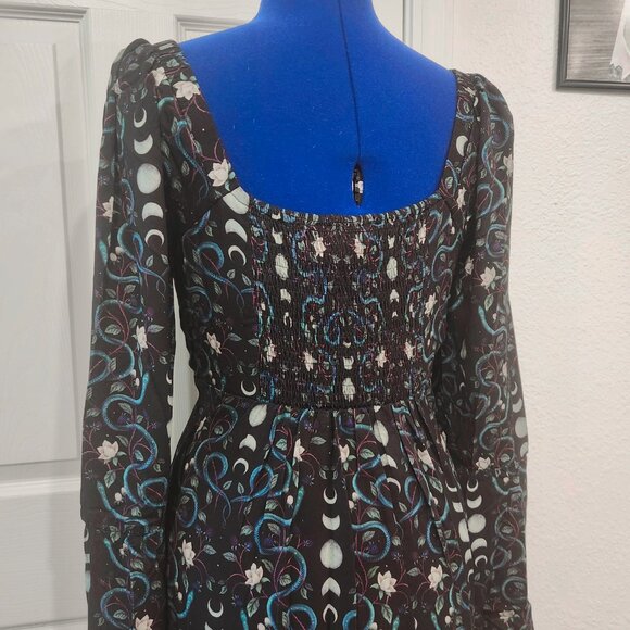 Long maxi dress with snakes and moons long sleeves from Disturbia size 10 - Picture 2 of 5